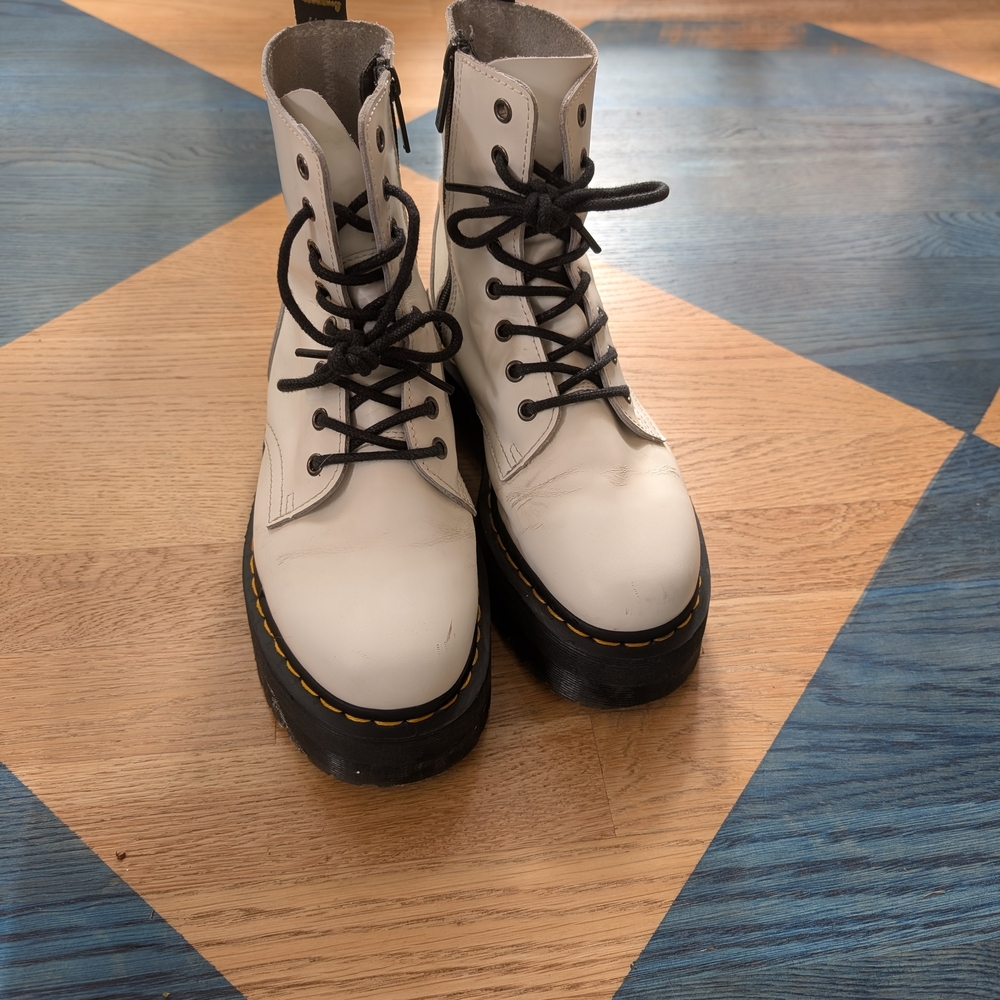 White Doc Marten Combat Boots
